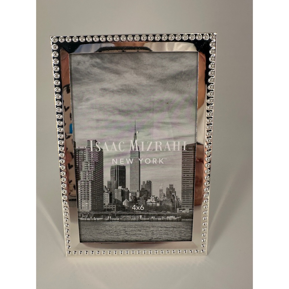 Isaac Mizrahi New York 4x6 Silver Rhinestone Picture Frame Tabletop Wall Mount
